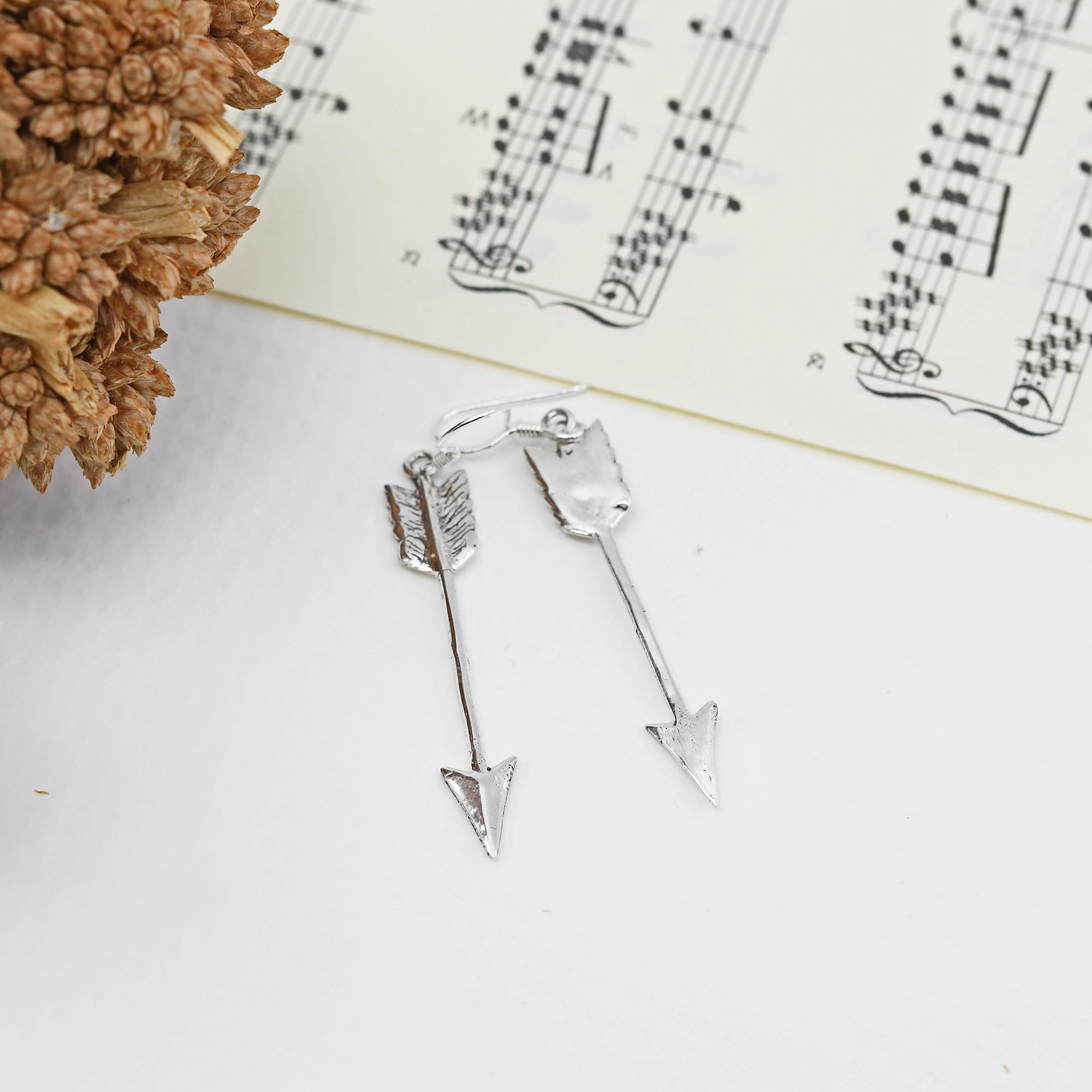 AeraVida Minimalist Hunter's Arrow .925 Sterling Silver Dangle Earrings