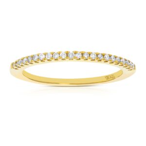 vir jewels 1/6 cttw pave round diamond wedding band for women in 10k yellow gold prong set, size 5