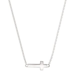 Silpada Sideways Cross Necklace for Women, White .925 Sterling Silver, Jewelry Gift Ideas, Simplex', 16"