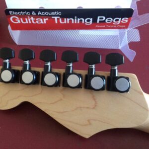 KAISH Black 2 Pin Locking Tuners Tuning Keys Pegs Machine Heads for American Stratocaster/Telecaster Strat/Tele