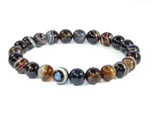 jan&dee natural semi-precious gemstone healing power sardonyx agate crystal bracelet 10mm