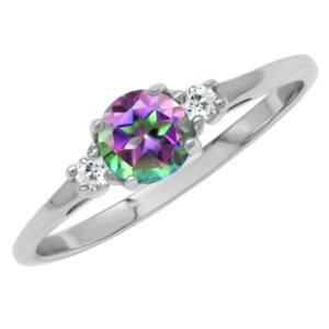 Silvershake Petite Mystic Fire Topaz White Gold Plated 925 Sterling Silver Promise Ring Size 6.5