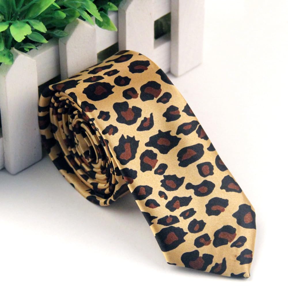 GUCABE Fashion Skinny Animal Print Ties (Leopard)