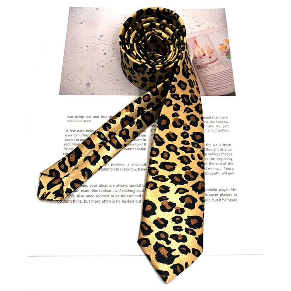 GUCABE Fashion Skinny Animal Print Ties (Leopard)