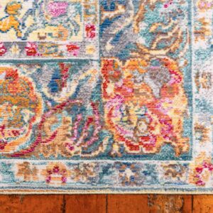 Unique Loom Austin Collection Botanical, Medallion, Vintage Area Rug, 8' 0" x 10' 0", Beige/Blue