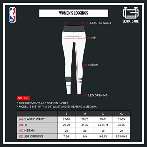 Ultra Game NBA Chicago Bulls Womens Leggings Perimeter Fitness Sport Yoga Pants, Black, Medium