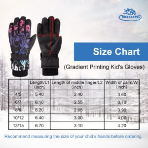 HIGHLOONG Kids Waterproof Ski Snowboard Cold Weather Winter Gloves 5-finger with 3M Thinsulate for boys girls (10/12)