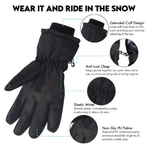 HIGHLOONG Kids Waterproof Ski Snowboard Cold Weather Winter Gloves 5-finger with 3M Thinsulate for boys girls (10/12)