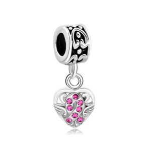 lovelycharms ribbon breast cancer awareness charm heart fits bracelets