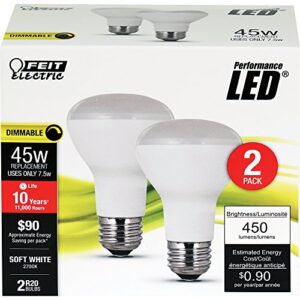 Feit Electric LED R20 Medium E26 Base Light Bulb - 45W Equivalent - 10 Year Life - 450 Lumen - 2700K Soft White - Dimmable | 2-Pack