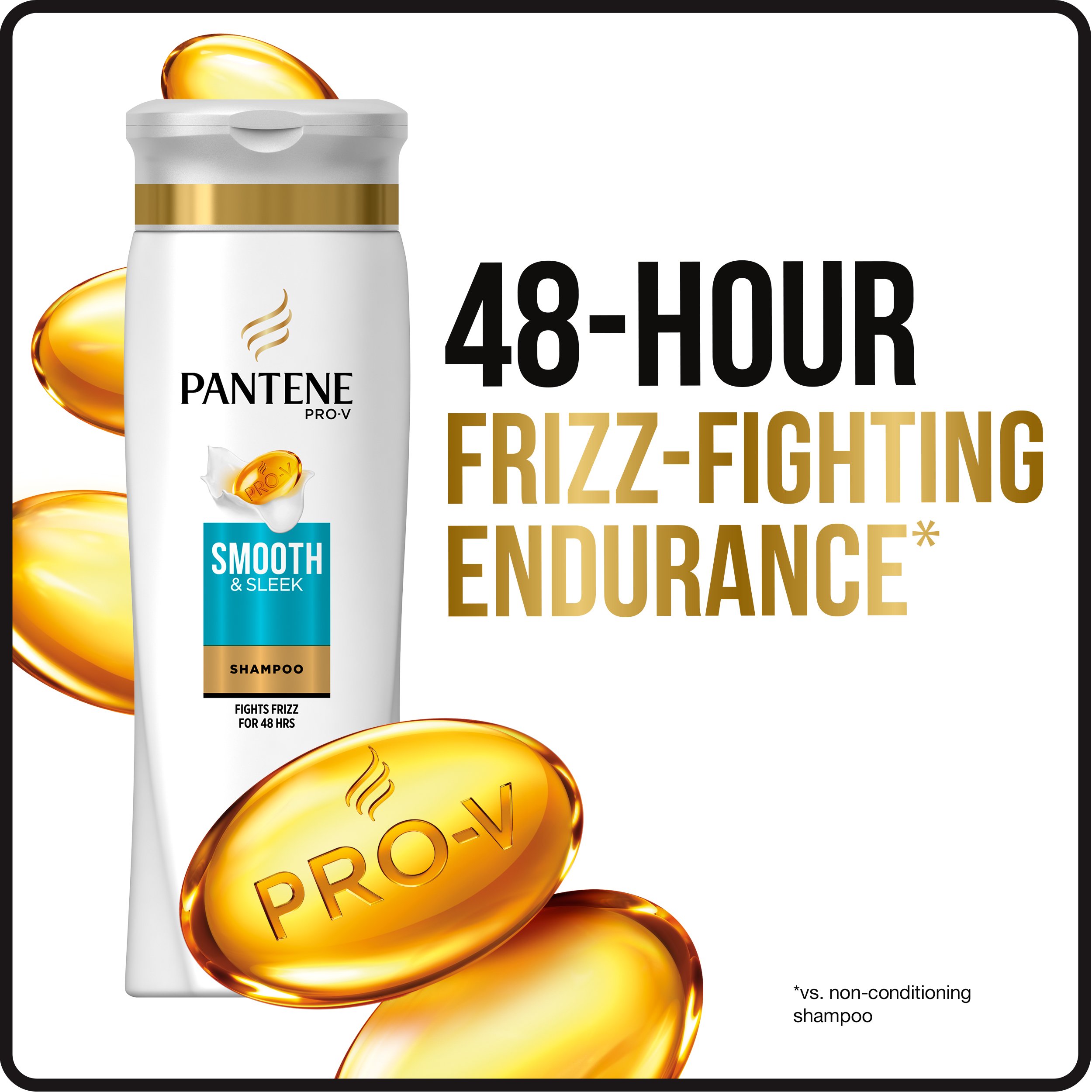 Pantene, Shampoo, with Argan Oil, Pro-V Smooth and Sleek Frizz Control, 25.4 fl oz, Twin Pack