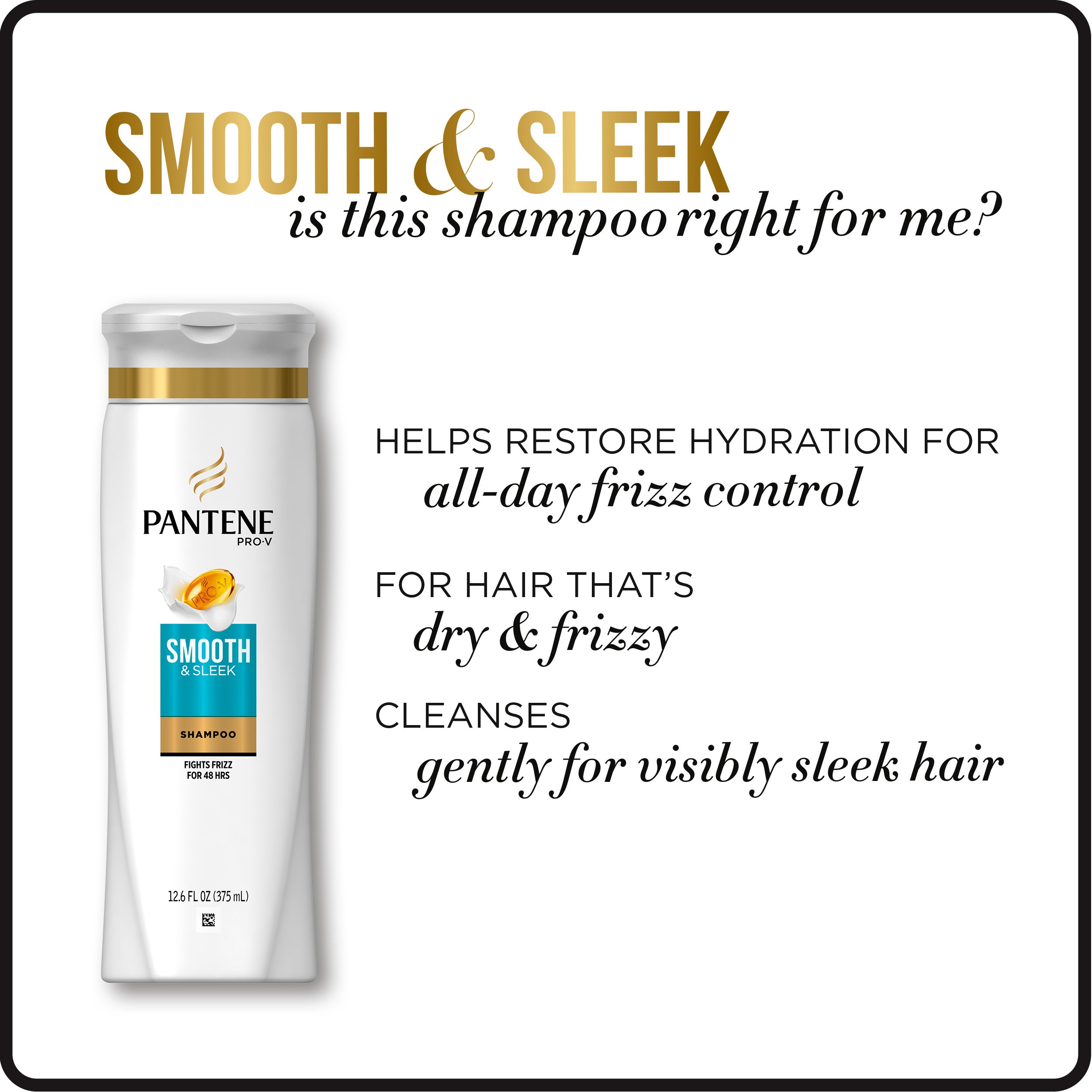 Pantene, Shampoo, with Argan Oil, Pro-V Smooth and Sleek Frizz Control, 25.4 fl oz, Twin Pack