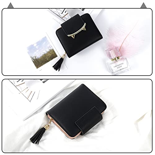 Small Wallet for Women Gothic Wallet Cat Coin Purse with Card Holder Card Case Money Clip Gifts for Cat Lovers Black