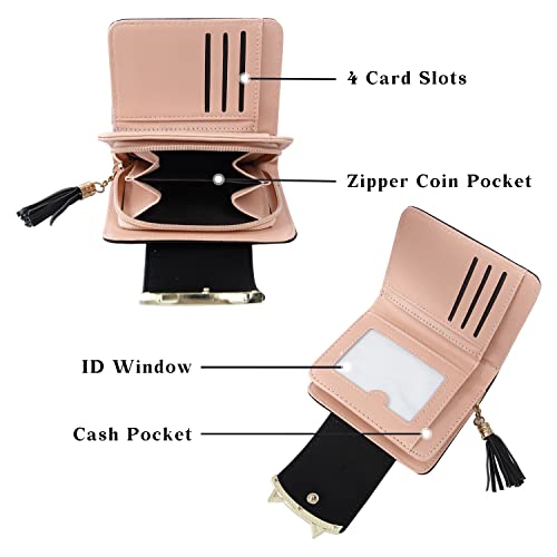 Small Wallet for Women Gothic Wallet Cat Coin Purse with Card Holder Card Case Money Clip Gifts for Cat Lovers Black