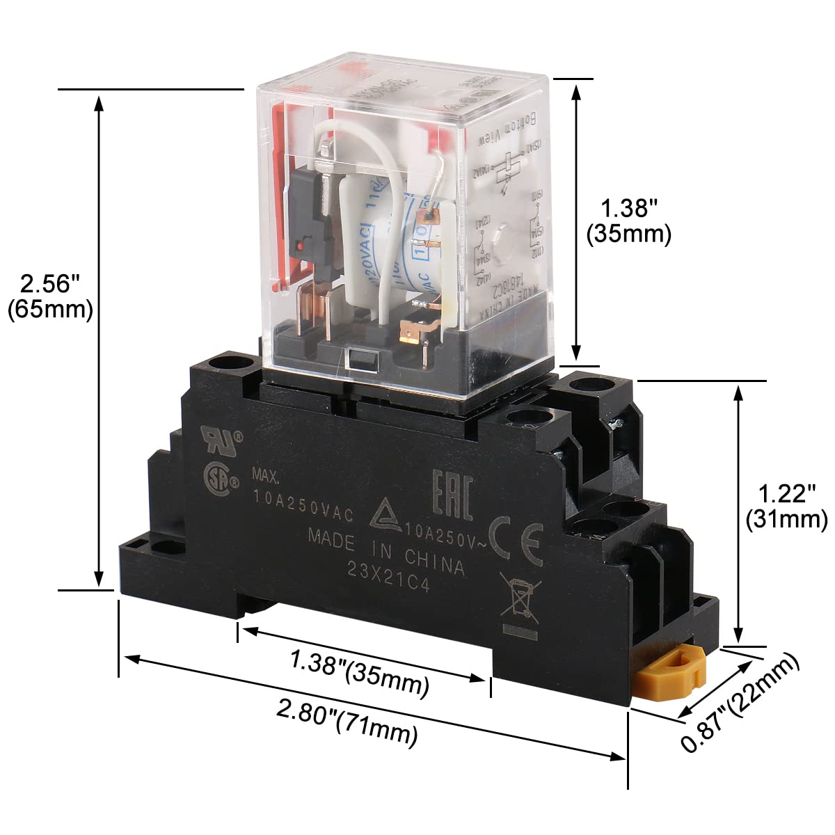 Baomain Power Relay MY2N-GS AC 220V-240V Coil LED Indicator 8 pin terminal with DIN Rail PYF8A Socket Base