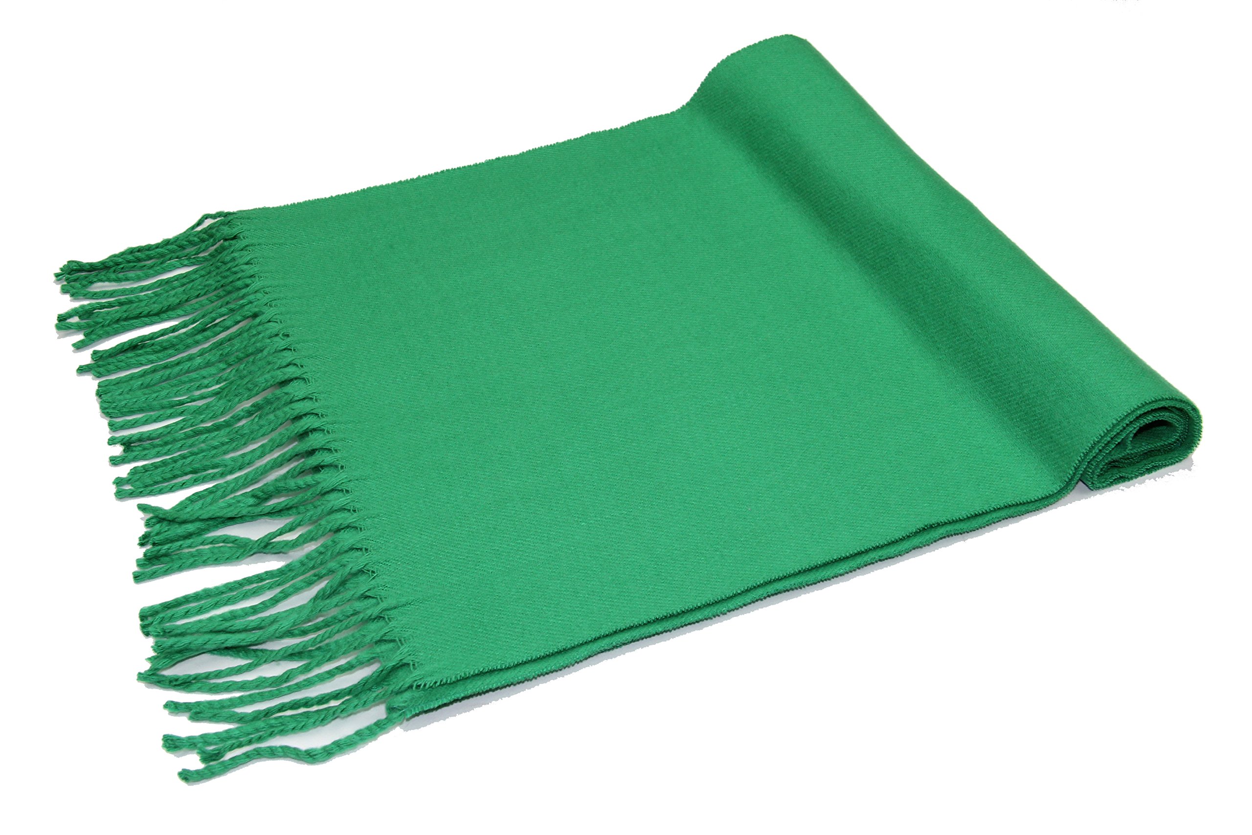 Achillea Solid Color Cashmere Feel Winter Scarf Unisex Soft & Warm Plain Scarf (Kelly Green)