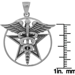 Jewelry Trends Caduceus Star Pentagram Pentacle Sterling Silver Pendant