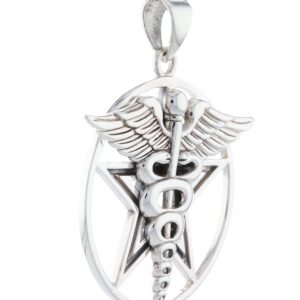 Jewelry Trends Caduceus Star Pentagram Pentacle Sterling Silver Pendant