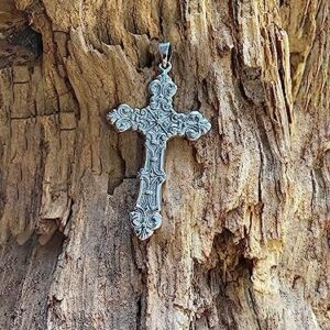 Jewelry Trends Sterling Silver X-Large Medieval Fleur de Lis Gothic Cross Pendant