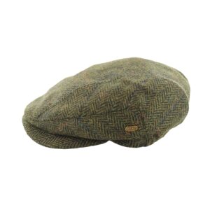 Mucros Weavers Kerry Cap, Irish Hat for Men, Herringbone Wool, Green, Large