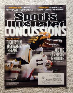 james harrison (pittsburgh steelers) & mohamed massaquoi (cleveland browns) - concussions: the hits that are changing the game - sports illustrated - november 1, 2010 - si