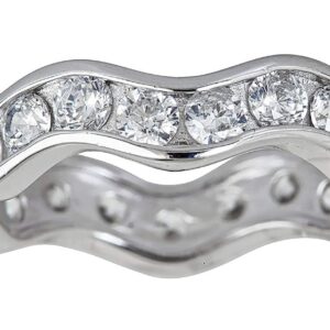 DECADENCE Sterling Silver Rhodium Channel Set Squiggly Cubic Zirconia Eternity Band