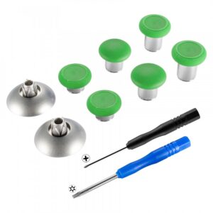 eXtremeRate 8 in 1 Metal Magnetic Thumbsticks Analogue Joysticks T8H Cross Screwdrivers with Storage Case for Xbox One S X Elite for PS4 Slim Pro Controller Green