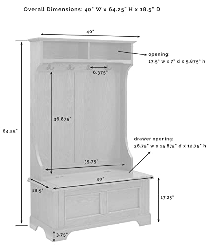 Crosley Furniture Campbell Hall Tree - White