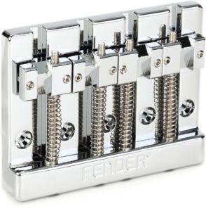 fender himass 4-string bass bridge assembly with brass saddles - chrome