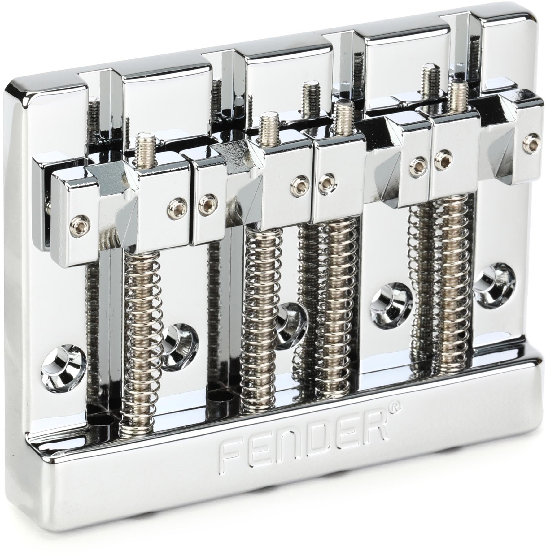 Fender HiMass 4-String Bass Bridge Assembly with Brass Saddles - Chrome