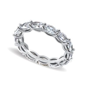 hoops & loops sterling silver cubic zirconia 5x3mm oval-cut eternity band ring