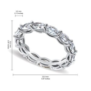 Hoops & Loops Sterling Silver Cubic Zirconia 5x3mm Oval-cut Eternity Band Ring