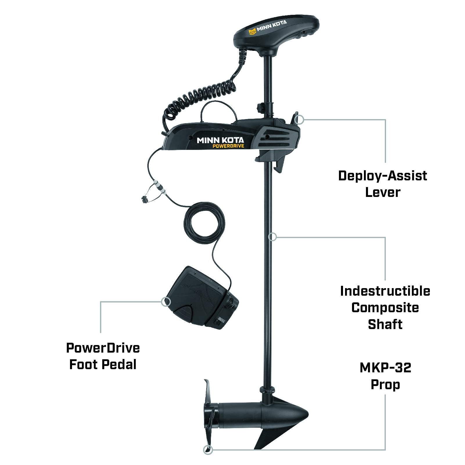 Minn Kota 1358745 Pontoon Freshwater Electric-steer Bow-Mount Trolling Motor with Digital Maximizer & PowerDrive Foot Control, 55 lbs Thrust, 48" Shaft