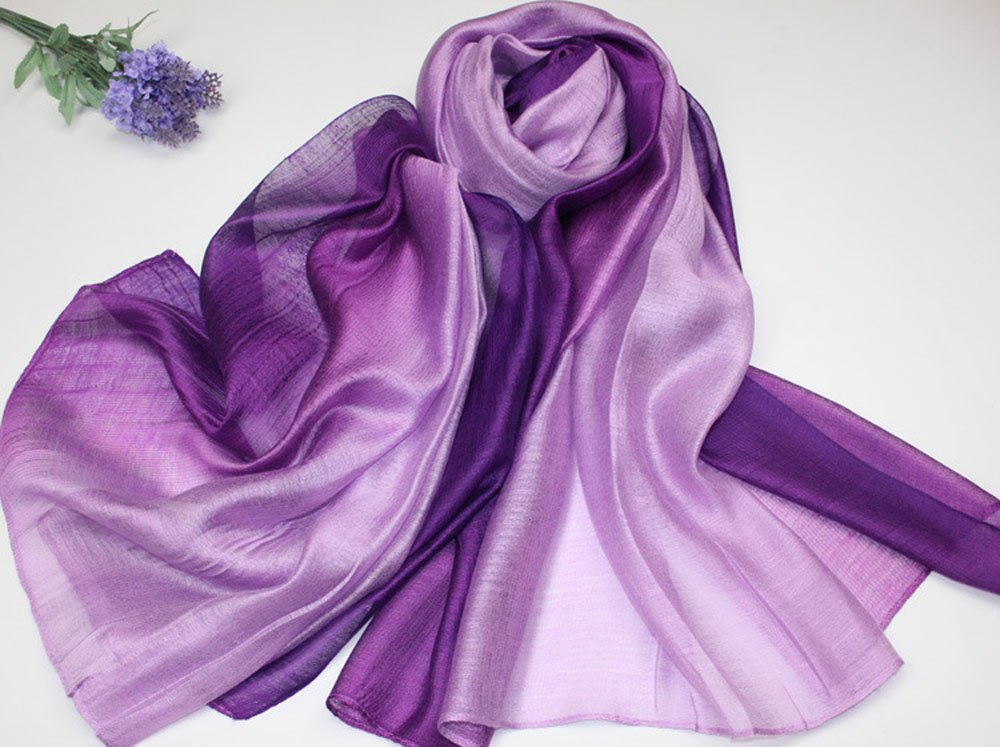 SNUG STAR Cotton Silk Scarf Elegant Soft Wraps Color Shade Scarves for Women (Purple)