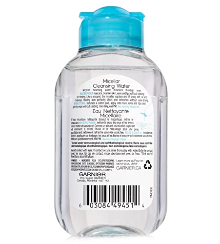 Garnier SkinActive Micellar Cleansing Water, For Waterproof Makeup, 3.4 Fl Oz