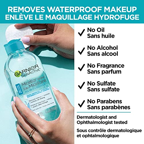 Garnier SkinActive Micellar Cleansing Water, For Waterproof Makeup, 3.4 Fl Oz