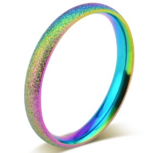 fashion month 3mm stainless steel sand blast finish rainbow gay lesbian wedding band engagement domed lgbt pride ring size 5