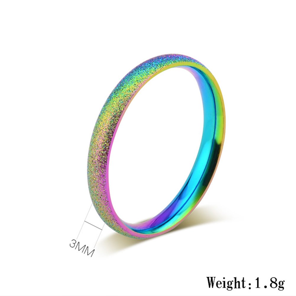 Fashion Month 3mm Stainless Steel Sand Blast Finish Rainbow Gay Lesbian Wedding Band Engagement Domed LGBT Pride Ring Size 5