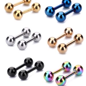 Tanyoyo 4mm Surgical Stainless Steel Ear Piercing Studs Earrings sets 6 Pair Mixed Colors High Polished 16G