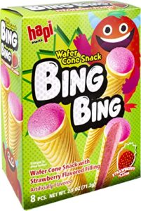 hapi bing bing cone snack with strawberry flavored filling, 2.5 ounce