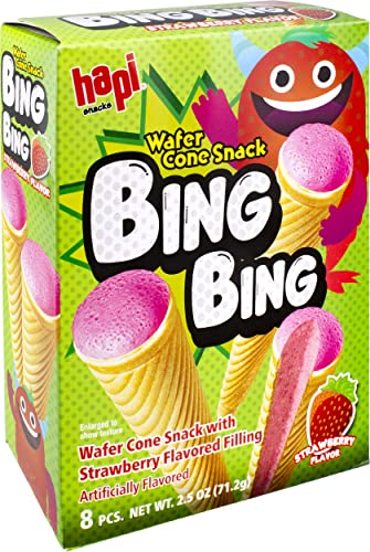 Hapi Bing Bing Cone Snack with Strawberry Flavored Filling, 2.5 Ounce