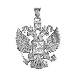 sterling silver russian coat of arms double-headed eagle slavic crest pendant