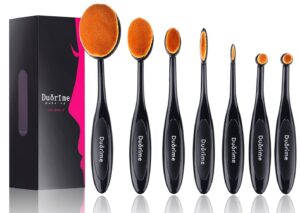 duorime new 7pcs black oval toothbrush makeup brush set cream contour powder concealer foundation eyeliner cosmetics tool …