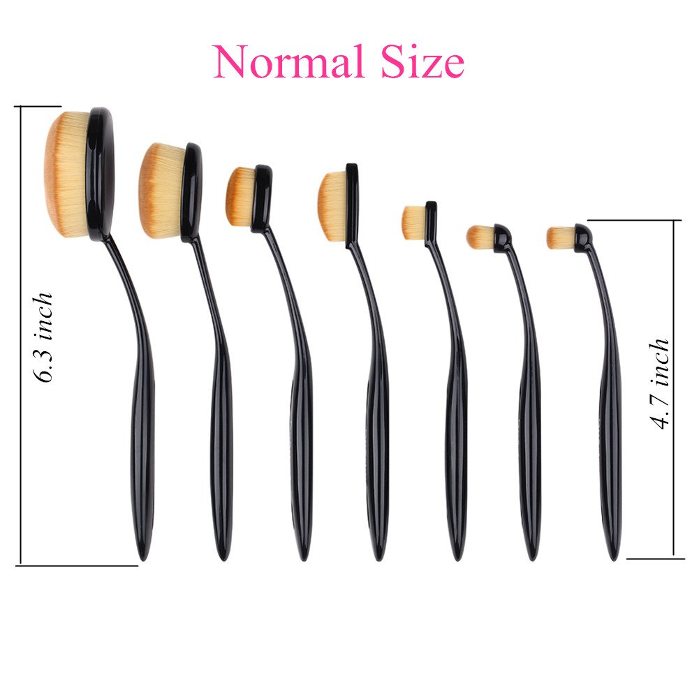 Duorime New 7pcs Black Oval Toothbrush Makeup Brush Set Cream Contour Powder Concealer Foundation Eyeliner Cosmetics Tool …