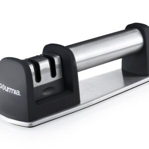 Gourmia GSH9720 Knife Sharpener 2 Stage Portable Honing Stone With Coarse & Extra Fine Sharpening Features Built in Handle