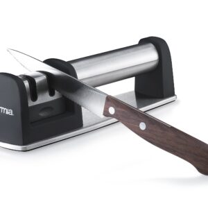 Gourmia GSH9720 Knife Sharpener 2 Stage Portable Honing Stone With Coarse & Extra Fine Sharpening Features Built in Handle