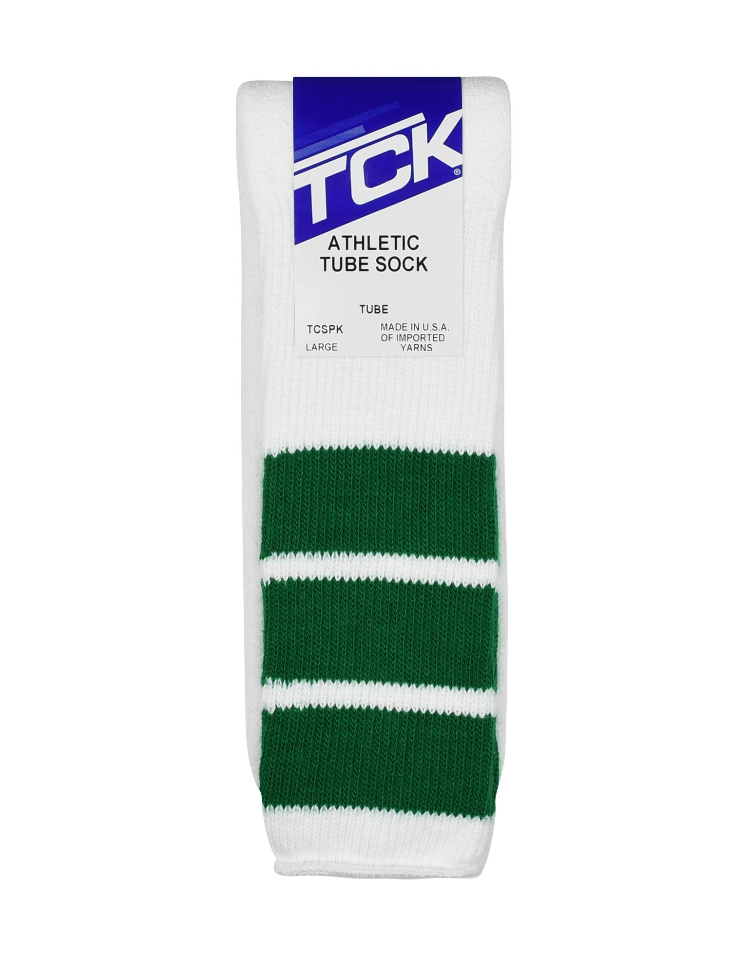 TCK Retro 3 Stripe Tube Socks (Kelly Green, Large)