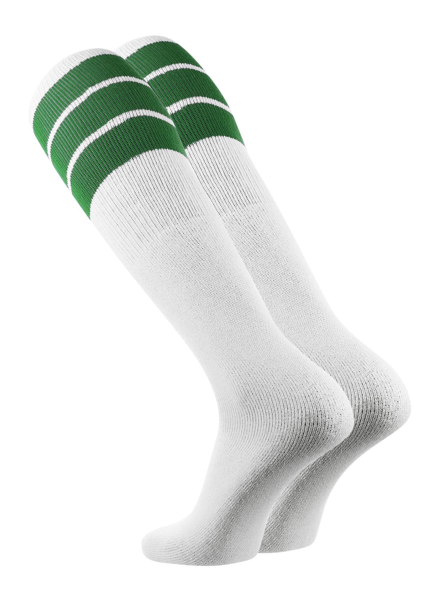 TCK Retro 3 Stripe Tube Socks (Kelly Green, Large)