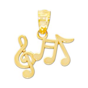 gold music note charm - 10 karat solid gold - music jewelry necklace charm - music symbol pendant - gift for music lover (style 2)