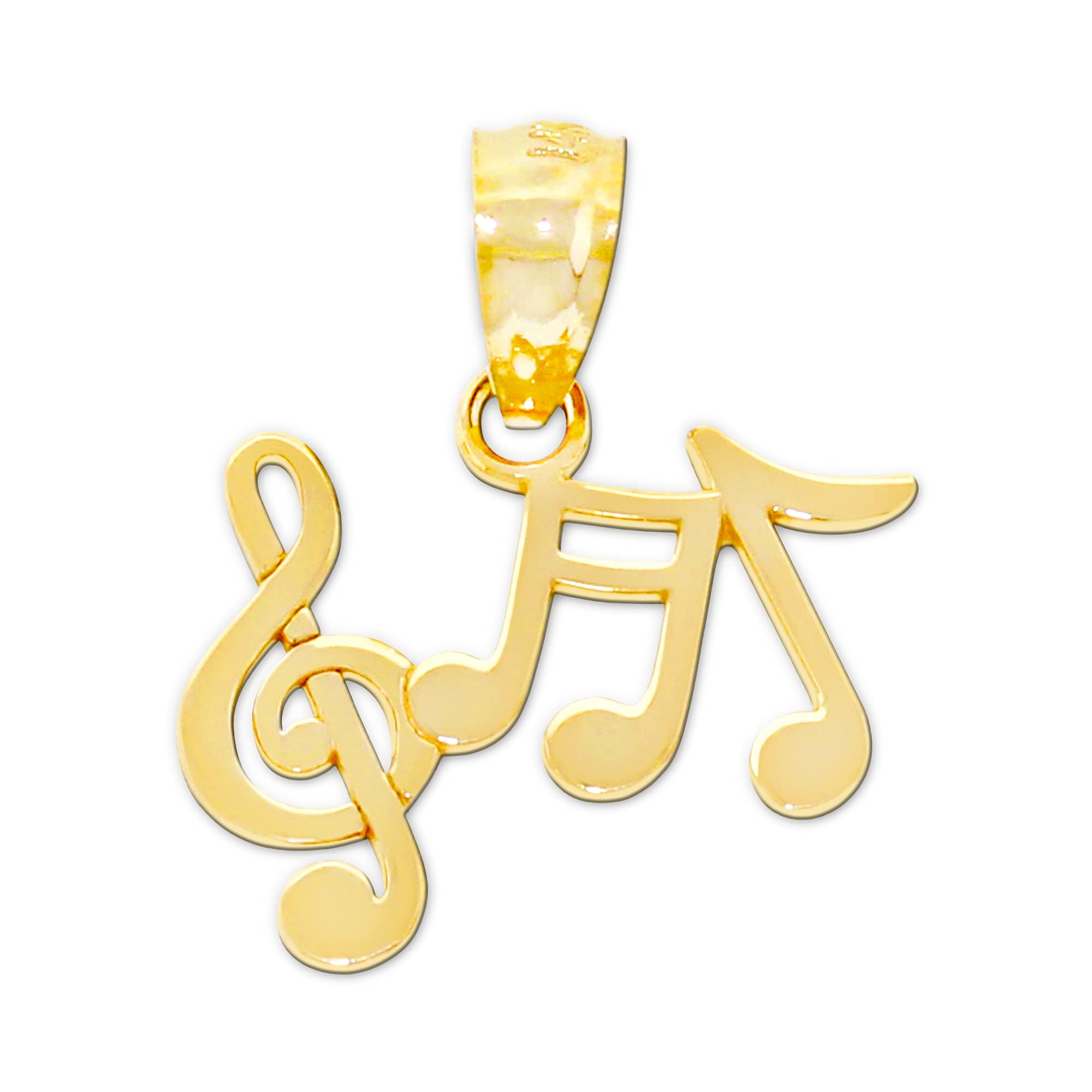 Gold Music Note Charm - 10 Karat Solid Gold - Music Jewelry Necklace Charm - Music Symbol Pendant - Gift For Music Lover (Style 2)